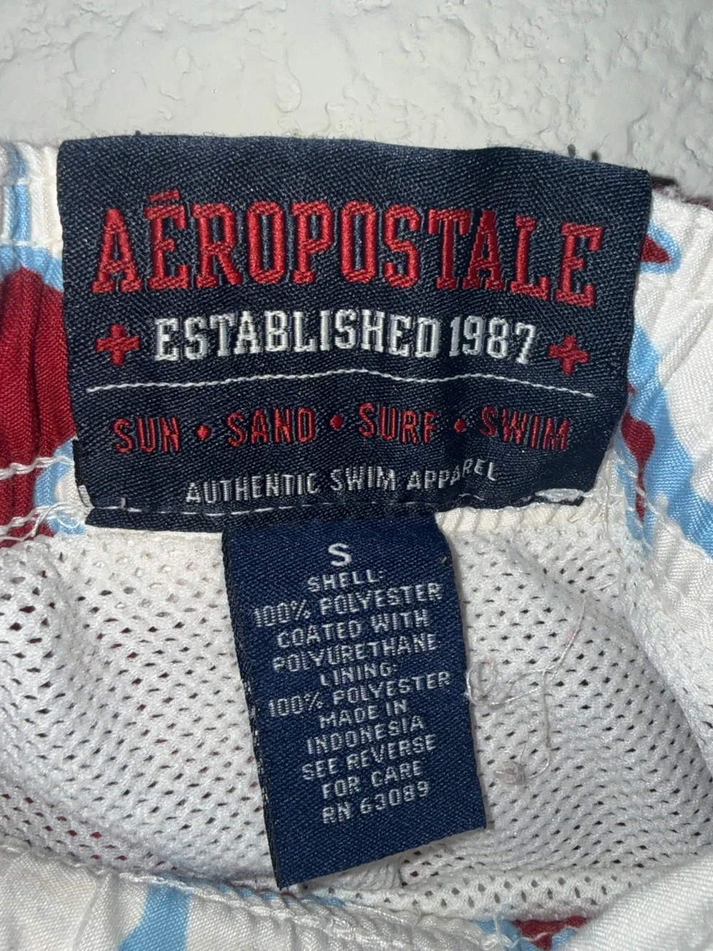 Vintage Aeropostale Surf Rescue Cargo Board Shorts Swim Trunks Red Size S